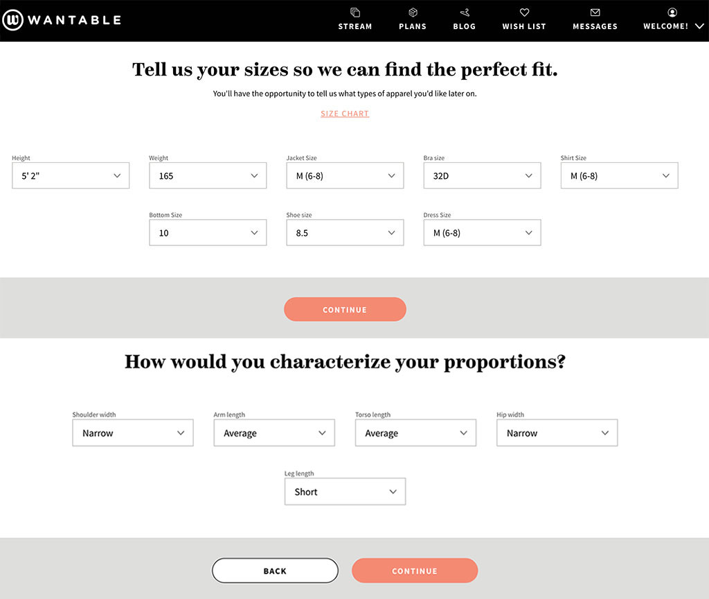 Wantable Building a Style Profile