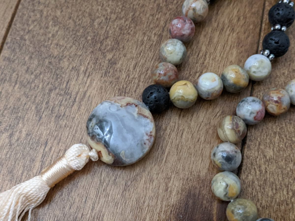 Yogi Surprise Crazy Lace Agate and Lava Mala