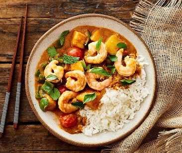 Thai Red Curry Shrimp with Pineapple and Jasmine Rice from Gobble