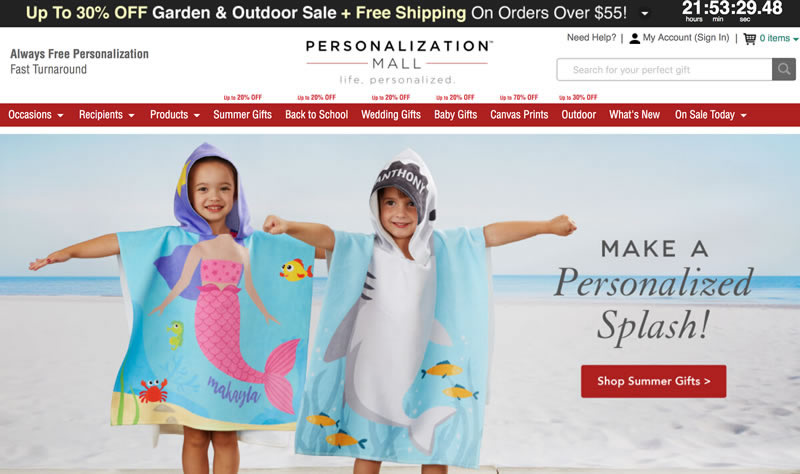 Personalization Mall Website Mainpage
